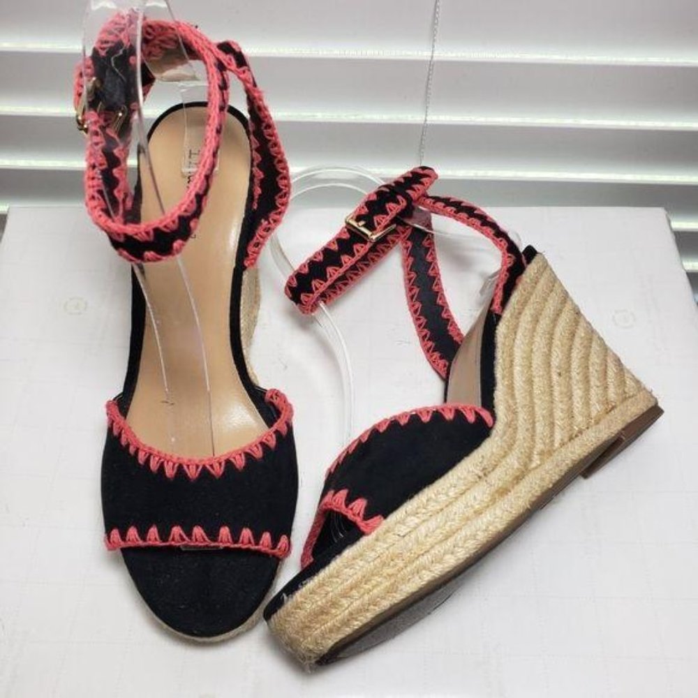 Indigo rd. Black & Pink Embroidery Open Toe Sandal - Picture 2 of 12
